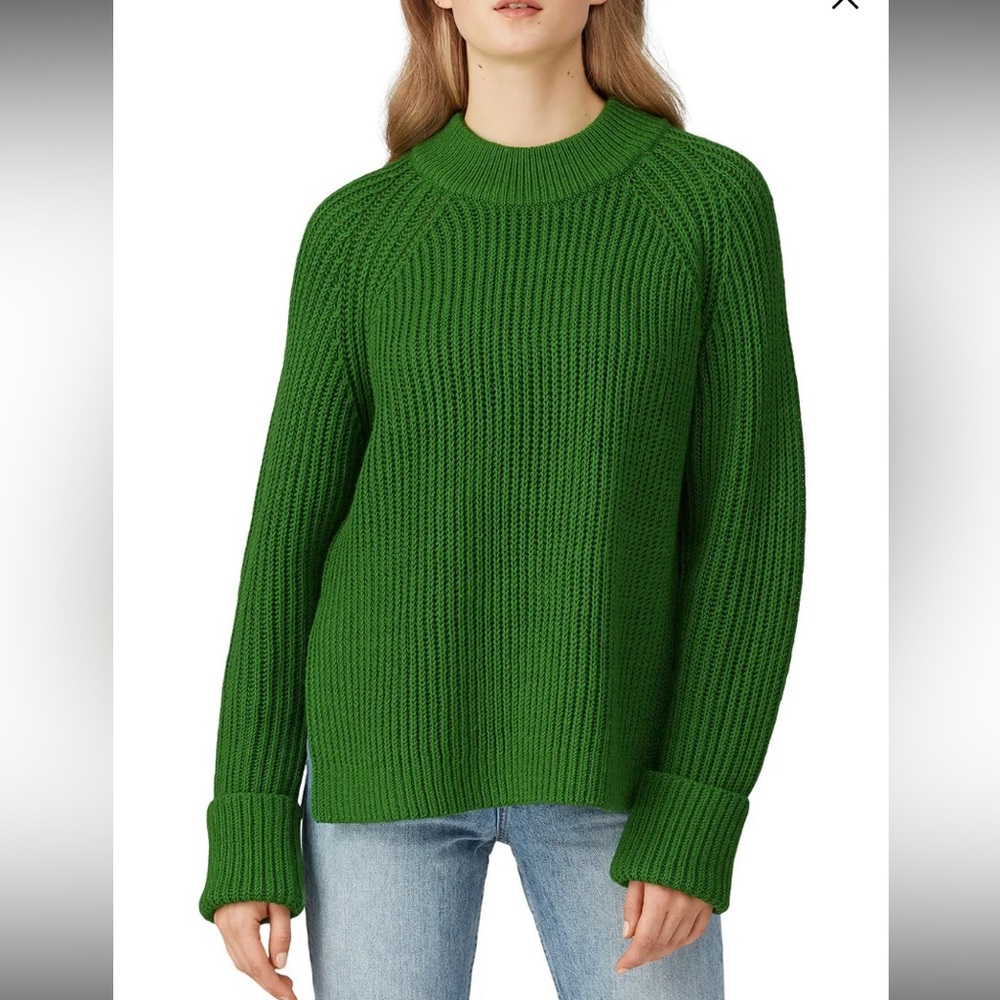 NWOT Club Monaco Thick Green Oversized Crewneck Acrylic & Wool Sweater